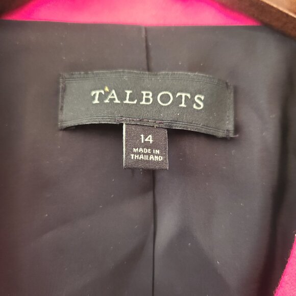 Talbots Pink Wool Blazer with Black Velvet Contrast Collar, Size 14 - Picture 2 of 5